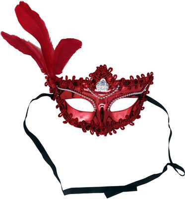 Funcart Red Retro Feather Venetian mask (1pcs/pack)