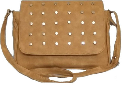 

Wrodss Girls Evening/Party Beige PU, Cotton Sling Bag