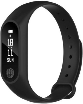 

Klick N Shop M2 Sweatproof Smart Fitness Wristband with Heart Rate Sensor/Pedometer/Sleep Monitoring Functions with Notification Reminder Great for Gymming and Jogging(Black Strap, Size : Free Size)