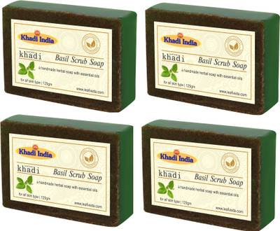 

Khadi Leafveda Basil Scrub Soap pack of 4(500 g, Pack of 4)