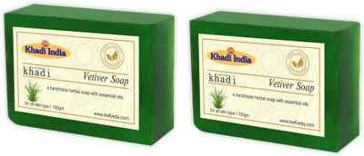 

Khadi Leafveda Vetiver Soap pack of 2(200 g, Pack of 2)