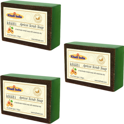 

Khadi Leafveda Apricot Scrub Soap pack of 3(375 g, Pack of 3)
