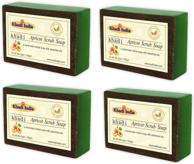 

Khadi Leafveda Apricot Scrub Soap pack of 4(400 g, Pack of 4)
