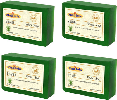 

Khadi Leafveda Vetiver Soap pack of 4(500 g, Pack of 4)