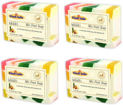 

Khadi Leafveda Mix Fruit Soap pack of 4(400 g, Pack of 4)