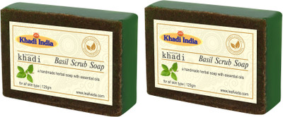 

Khadi Leafveda Basil Scrub Soap Pack of 2(250 g, Pack of 2)