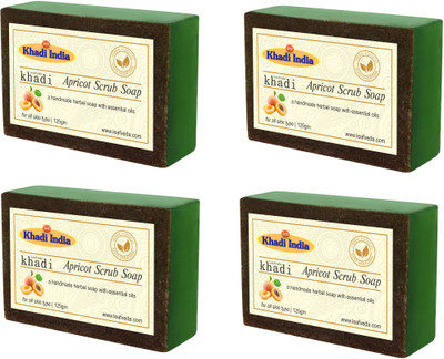 

Khadi Leafveda Apricot Scrub Soap pack of 4(500 g, Pack of 4)