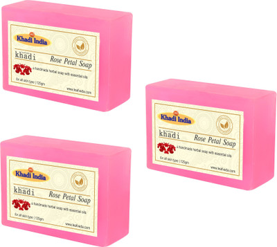 

Khadi Leafveda Rose Petal Soap pack of 3(375 g, Pack of 3)