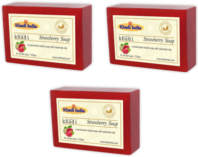 

Khadi Leafveda Strawberry Soap pack of 3(300 g, Pack of 3)