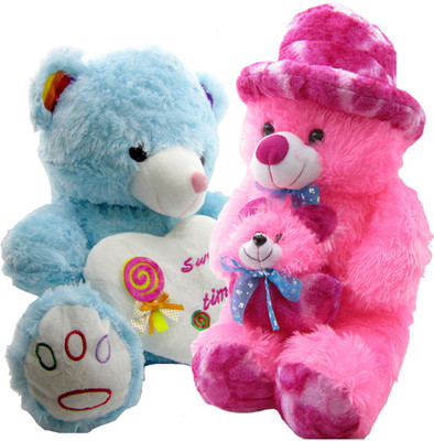 

Gift Decor Shop Soft Toy Teddy Bear (Pink, 60 cm) Mother Combo with soft toy sweet time teddy bear for Kids (Blue, 50.8 cm) - 60 cm(Multicolor)
