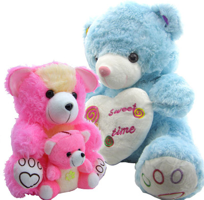 

Gift Decor Shop Teddy Bear Soft Toy (Blue, 50.8 cm) Sweet Time Combo with stuffed toy pink mother and child teddy bear for Kids (Pink, 41 cm) - 51 cm(Multicolor)
