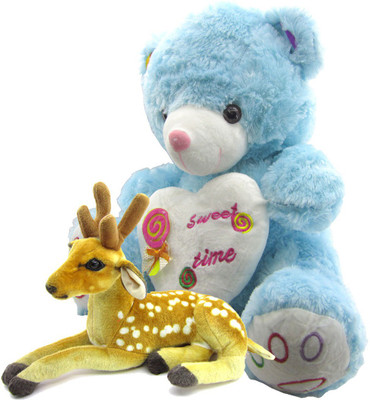 

Gift Decor Shop Teddy Bear Soft Toy (Blue, 50.8 cm) Sweet Time Combo with soft toy deer for Kids (Multi, 25 cm) - 51 cm(Multicolor)