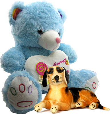 

Gift Decor Shop Teddy Bear Soft Toy (Blue, 50.8 cm) Sweet Time Combo with soft toy Black Dog for Kids (Yellow/Black, 21 cm) - 51 cm(Multicolor)