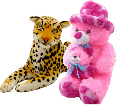 

Gift Decor Shop Soft Toy Teddy Bear (Pink, 60 cm) Mother Combo with Stuffed Toy Leopard for Kids (Multi, 22 cm) - 60 cm(Multicolor)