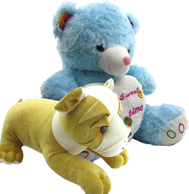 

Gift Decor Shop Teddy Bear Soft Toy (Blue, 50.8 cm) Sweet Time Combo with soft toy Bull Dog for Kids (Multi, 21 cm) - 51 cm(Multicolor)