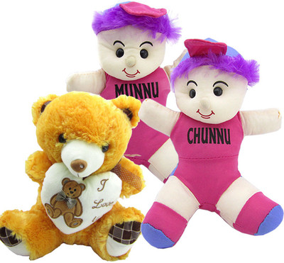 

Gift Decor Shop Chunnu Munnu Soft Toy (Multi, 30 cm) Combo with soft toy I love you teddy bear for Kids (Orange, 36 cm) - 30 cm(Multicolor)