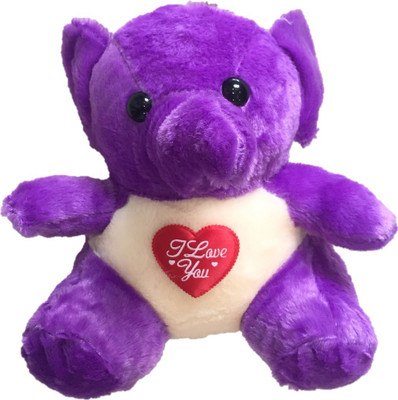 

CREATIVEVILLA CUTE PURPLE I LOVE YOU ELEPHANT TEDDY STUFFED PLUSH SOFT TOY - 28 cm(Multicolor)