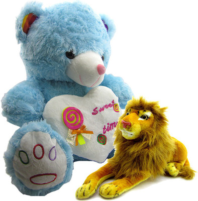 

Gift Decor Shop Teddy Bear Soft Toy (Blue, 50.8 cm) Sweet Time Combo with stuffed toy Lion for Kids (Yellow, 21 cm) - 51 cm(Multicolor)