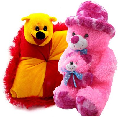 

Gift Decor Shop Soft Toy Teddy Bear (Pink, 60 cm) Mother Combo with Soft Bear Pillow for Kids (Multi, 28 cm) - 60 cm(Multicolor)