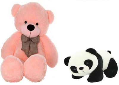 

Arvel pink and panda love teddy /hug able teddy / soft teddy / plush teddy /imported teddy - 93.7 cm(Pink, Black), Black;pink
