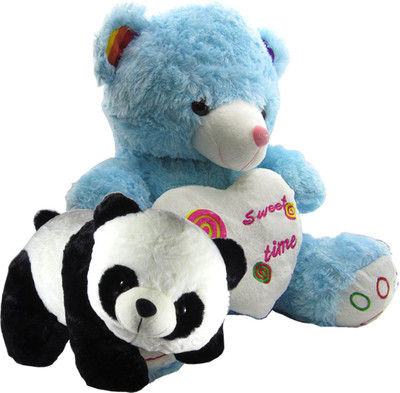

Gift Decor Shop Teddy Bear Soft Toy (Blue, 50.8 cm) Sweet Time Combo with stuffed toy panda for Kids (Black/White, 40 cm) - 51 cm(Multicolor)