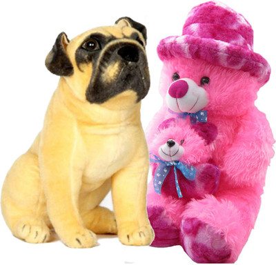 

Gift Decor Shop Soft Toy Teddy Bear (Pink, 60 cm) Mother Combo with soft toy pug for Kids (Multi, 36 cm) - 60 cm(Multicolor)