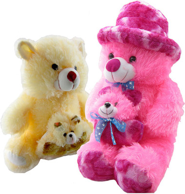 

Gift Decor Shop Soft Toy Teddy Bear (Pink, 60 cm) Mother Combo with soft toy mother and child teddy bear for Kids (Yellow, 40 cm) - 60 cm(Multicolor)