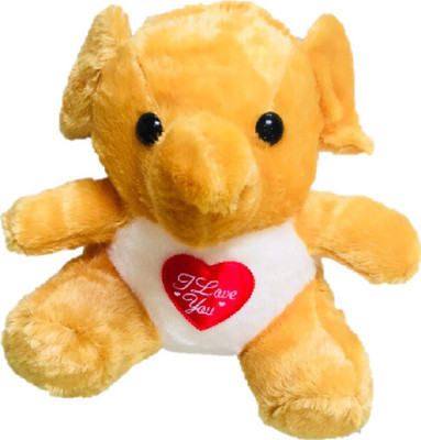 

CREATIVEVILLA CUTE YELLOW I LOVE YOU ELEPHANT TEDDY STUFFED PLUSH SOFT TOY - 28 cm(Multicolor)