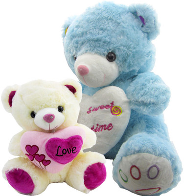

Gift Decor Shop Teddy Bear Soft Toy (Blue, 50.8 cm) Sweet Time Combo with stuffed toy Love teddy bear for Kids (Cream, 36 cm) - 51 cm(Multicolor)