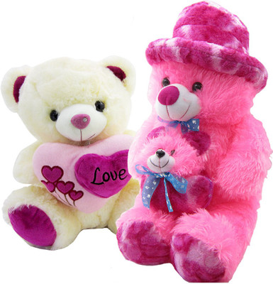 

Gift Decor Shop Soft Toy Teddy Bear (Pink, 60 cm) Mother Combo with soft toy love teddy bear for Kids (Multi, 36 cm) - 60 cm(Multicolor)