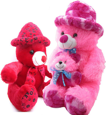 

Gift Decor Shop Soft Toy Teddy Bear (Pink, 60 cm) Mother Combo with soft toy red teddy bear for Kids (Red, 38 cm) - 60 cm(Multicolor)