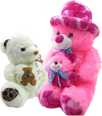 

Gift Decor Shop Soft Toy Teddy Bear (Pink, 60 cm) Mother Combo with Stuffed I love you heart shape Teddy Bear for Kids (White, 39 cm) - 60 cm(Multicolor)