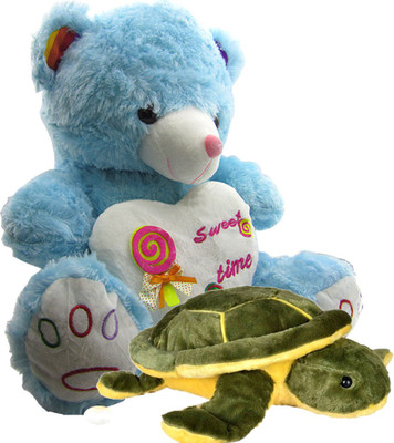 

Gift Decor Shop Teddy Bear Soft Toy (Blue, 50.8 cm) Sweet Time Combo with stuffed toy small tortoise for Kids (Green/Yellow, 49 cm) - 51 cm(Multicolor)