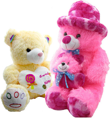 

Gift Decor Shop Soft Toy Teddy Bear (Pink, 60 cm) Mother Combo with soft toy sweet time teddy bear for Kids (Yellow, 66 cm) - 60 cm(Multicolor)