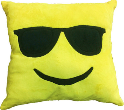

CREATIVEVILLA STUFFED SOFT YELLOW COOL DUDE SMILEY CUSHION - 35 cm(Multicolor)