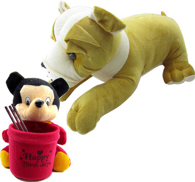 

Gift Decor Shop Bull Dog Stuffed soft Toy (Multi, 50 cm) Combo with soft toy micky mouse penstand for kids (Multi, 20 cm) - 20 cm(Multicolor)