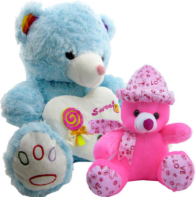 

Gift Decor Shop Teddy Bear Soft Toy (Blue, 50.8 cm) Sweet Time Combo with stuffed toy pink cap teddy bear for Kids (Pink, 41 cm) - 51 cm(Multicolor)