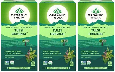 

Organic India Tulsi Original 25 Tea Bags (Pack of 3) Tulsi Black Tea Bags(25 Bags, Box)