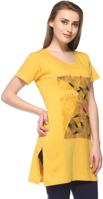 IN Love Casual Short Sleeve Graphic Print Women Yellow Top