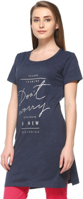 IN Love Casual Short Sleeve Floral Print Women Blue Top