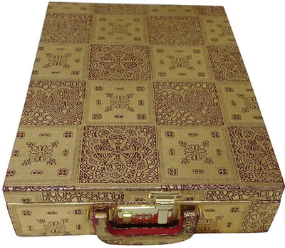 

DP_CRAFT Stylish 5 Rods Golden Color Bangles Box with lock System Size : 38*32*9 Vanity Case Vanity Box(Golden)