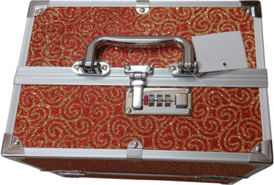 

DP_CRAFT Hard Sided Red Luggage Cosmetic Cases/Vanity Box With Lock System, Made By High Quality Metal Size : 26 * 22 * 18 vanity case Vanity Box(Multicolor)