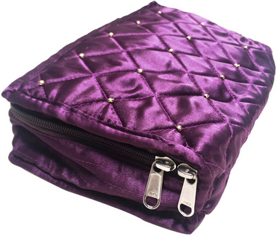 

ixia impex Satin Quilted Cosmetic Organizer, Jewellery kit, Vanity Box(Purple)