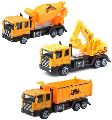 

IndusBay 1:60 Diecast Metal Edition Automobile construction toy Truck Set of JCB , Dumper & Concrete Mixer(Yellow)