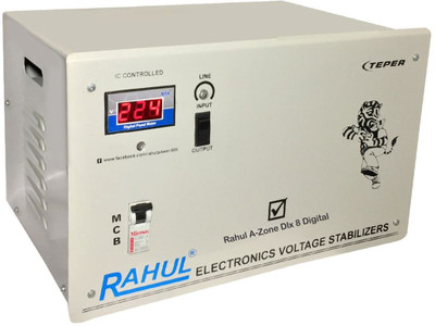 

Rahul Digital 8 KVA/32 AMP 100-280 Volt 5 Step Main Line Use Up to 8 KVA Load Digital Automatic Voltage Stabilizer(Gray)