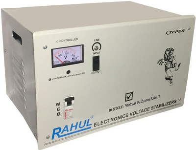 

Rahul A-Zone Dlx c7 KVA/28 Amp 100-280 Voltc Copper 5 Step Mainline Use Up to 7 KVA Load Automati Voltage Stabilizer(Gray)