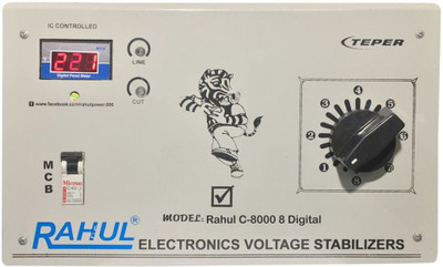 

Rahul C-8000 c8 Digital 8 KVA/32 Amp 90-260 Volt Mainline Use Up to 8 KVA Load Raf & Taf Copper Digital Autocut Voltage Stabilizer(Gray)