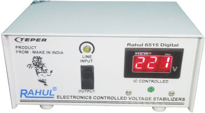 

Rahul 6515a Digital 500 VA 140-280 Volt LCD/LED TV 42" + /Music System/Refrigerator 90 to 180 Ltr Automatic Voltage Stabilizer(White)