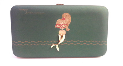 CrazyHut Girls Trendy Green Fabric Wallet(7 Card Slots)