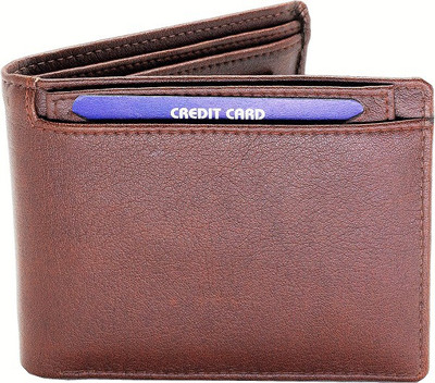 Eyeslanguage Men Tan Genuine Leather Wallet(5 Card Slots)